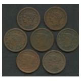 7- Mixed 1850's Braided Hair Large Cents