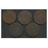 5- Mixed Early Type Large Cents