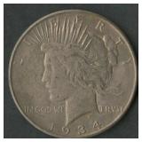 1934 Peace Silver Dollar