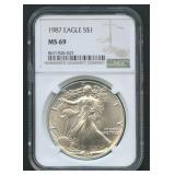 1987 ASE Silver Eagle NGC MS 69