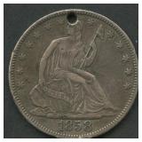 1858 Seated Liberty Half Dollars Holed