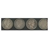 4- Mixed Liberty Head Barber Half Dollars