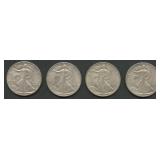 4- 1942 Walking Liberty Half Dollars
