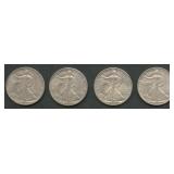4- 1942 Walking Liberty Half Dollars
