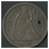 1843 Seated Liberty Dollar Holed
