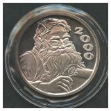 2000 Santa Claus Xmas .999 Silver Round 1 ozt