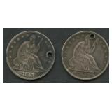 1843 and 1853 Seated Liberty Half Dollars