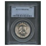 1954 Franklin Half Dollar PCGS MS64 FBL