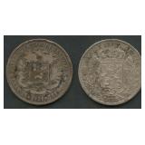 (1.59 ozt TW) 2- Mixed Foreign Silver Coins .900