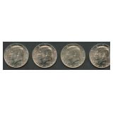 4- 1964 Kennedy Silver Half Dollars