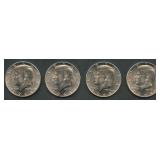 4- 1964 Kennedy Silver Half Dollars