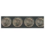 4- 1964 Kennedy Silver Half Dollars