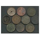 10- Mixed Large Cents 1820's thru 1851