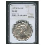 1987 ASE Silver Eagle NGC MS 69