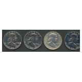 4- Mixed Proof Franklin Half Dollars