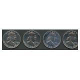 4- Mixed Proof Franklin Half Dollars