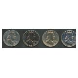 4- Mixed Proof Franklin Half Dollars