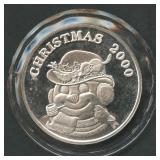 2000 Frosty Christmas .999 Silver Round 1 ozt