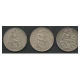 (2.37 ozt TW) 3- Mixed Peru 1 Sols .500 Silver