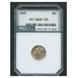 1943 Mercury Head Dime PCI MS67 FB