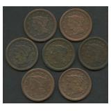 7- Mixed 1850's Braided Hair Large Cents