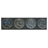 4- Mixed Proof Franklin Half Dollars
