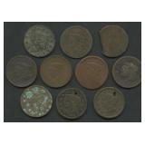 10- Mixed Large Cents 1806-1851