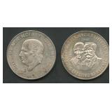(1.86 ozt TW) 2- Mixed Mexico 10 Peso .900 Silver