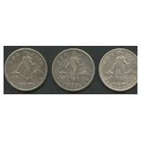 (1.90 ozt TW) 3 Mixed Philippines Pesos .800 Silve