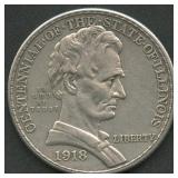 1918 Lincoln-Illinois 100th Commem Silver Half
