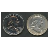 1959 and 1960 Proof Franklin Half Dollars