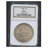 1886 Morgan Silver Dollar NGC MS 63
