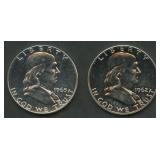1962 and 1963 Proof Franklin Half Dollars