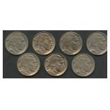 7- Mixed Mintmarked Buffalo Nickels Higher Grade