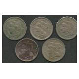 5- Mixed Three-Cent Nickels