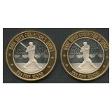 2- Babe Ruth Casino Chips .999 Silver 0.60 ozt