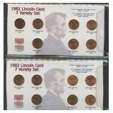 2- 1982 Lincoln Cent 7 Variety Sets