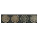 4- Mixed Liberty Head Barber Dimes Better Grade