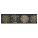 4- Mixed Liberty Head Barber Dimes Better Grade