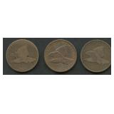 3- 1858 Flying Eagle Cents