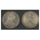 (1.80 ozt TW) 2- Austria 1780 1 Thalers .833 Silve