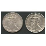 1939-D and 1942 Walking Liberty Half Dollars