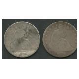 2- 1876 Seated Liberty Half Dollars