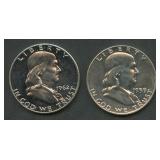 1959 and 1962 Proof Franklin Half Dollars