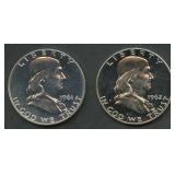 1961 and 1962 Proof Franklin Half Dollars
