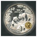 1992 China 100 Yn PandaProof Bimetallic Medal
