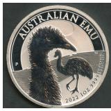 2022-P Australian Emu $1 .999 Silver Round 1 ozt