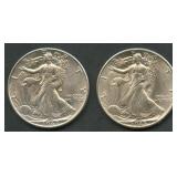 1942 and 1945 Walking Liberty Half Dollars