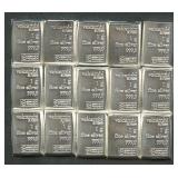 (0.48 ozt TW) 15- Valcambi .999 Silver Bars 1