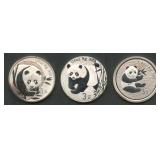 (0.75 ozt TW) 3- 2007 3Yn China Pandas .999 Silver